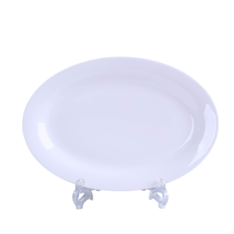 Jingdezhen ceramic creative individual fish plate Japanese pure white ceramic microwave oven square steamed fish dish plate