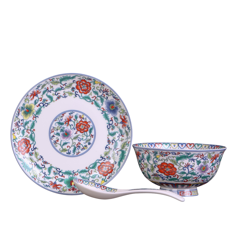 Jingdezhen ceramics dishes spoon suit Chinese style household ipads porcelain antique longevity to use custom hotel ipads plate tableware