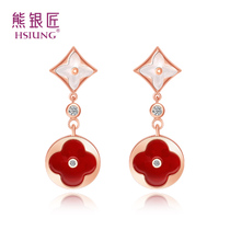 Bear Silversmith 925 silver four-leaf clover earrings female temperament Net red senior earrings 2020 new fashion fashion