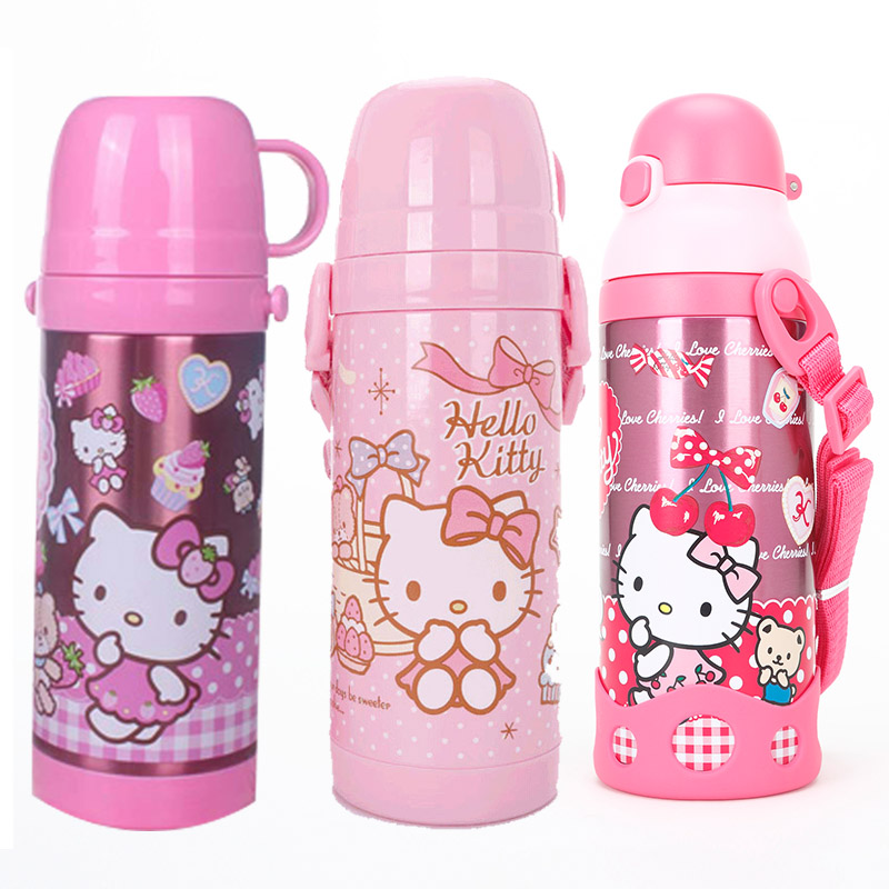 Hello Double Layer 304 Stainless Steel Insulated Cup Kids Primary School Girls Kettle Large Capacity Straw Cup