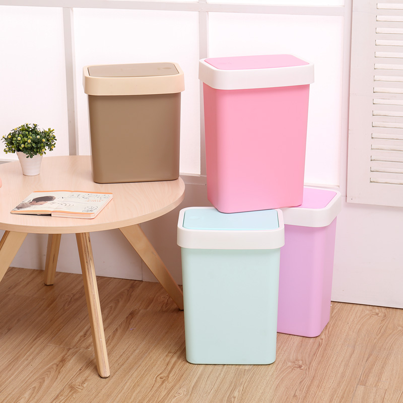小萌主创意垃圾桶家用欧式厨房客厅按钮有盖长方形垃圾筒塑料纸篓产品展示图3