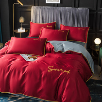 Four sets of ice silk ore-slip Nordic wind naked bed sheets on the net red insin silk bed 1 8 summer