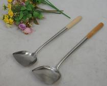 Lu Chuan Iron Pot Wood Handle Thick Pot Spatula Kitchen Stainless Steel Stir Frying Spatula Cozy Kitchen Tool Soup Spoon Chinese Stainless Steel Spatula