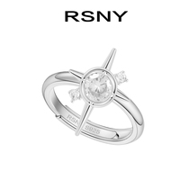 (Tube oak with the same)RSNY Mans star opening ring womens fashion sterling silver simple retro cold niche#Plex