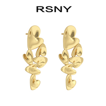 RSNY irregular flower earrings female 2021 New Tide small and exquisite design sense ear ornaments