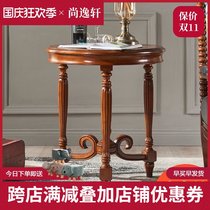 American country solid wood corner sofa a few European carved small coffee table phone table round table round table