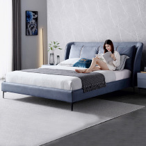 Science and Technology cloth art bed modern minimalist wedding bed master bedroom wood bed double Nordic 1 8 m 1 5 m large-sized apartment