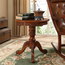 Shang Yixuan furniture European leisure A few solid wood carving corner A few living room coffee Old American round a few tea a few