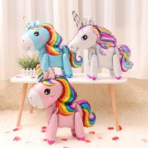 Babys birthday arrangement balloon pony Polly cartoon aluminum film balloon Unicorn Childrens party decorations