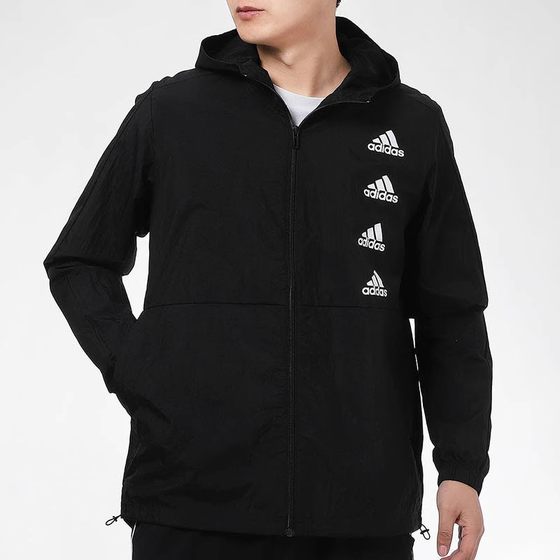 Adidas adidas Men's hooded sports leisure sunscreen jacket GK9370 GK9419 Adidas adidas Men's hooded sports leisure sunscreen jacket GK9370 GK9419