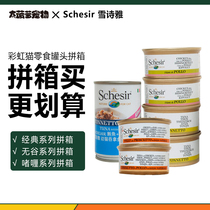 Large Pinewood Pet Italy Schesir Snow Poetry Elegant Rainbow Cat Snacks Canned Soup Cooking Gel Cat Jars Carte