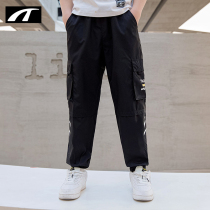 Spring Autumn 2022 New Mid-large Children's Lettering Print Boys' Loose Casual Elastic Waist Ankle Pants