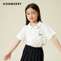 Hermi Tongsuit The Children's Day Department embroidered white shirt Girls' shirt The Great Children's Jk Wind Shirt