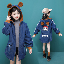 Girls Autumn Winter Coat 8 10 11 Kids Fleece Denim Trench Coat 12 Medium Long Girls Western 10-15 Years