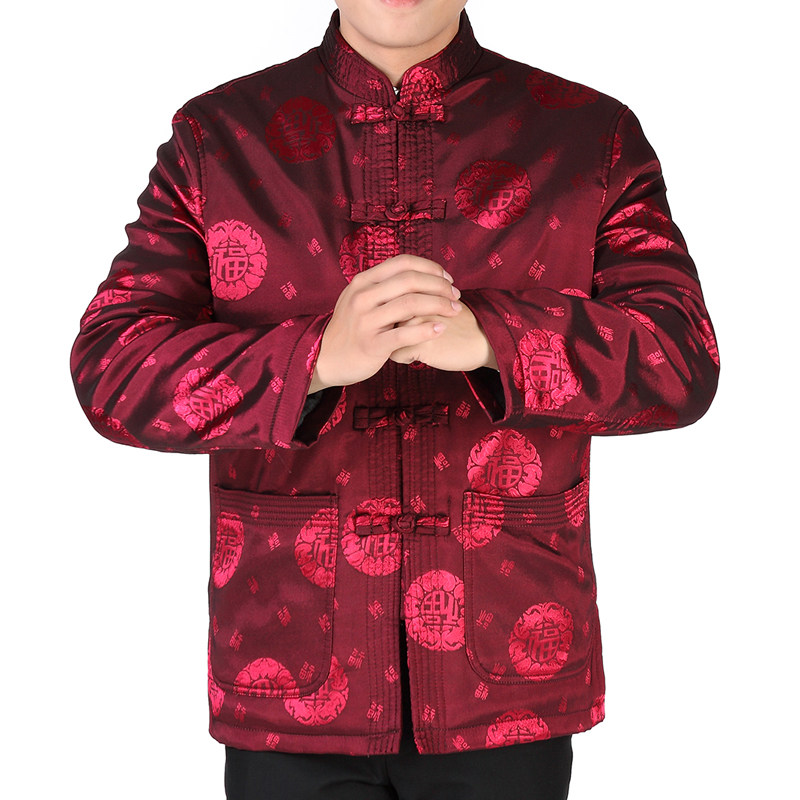 春秋冬季装唐装外套男加大中老年人男装爸爸装爷爷装喜庆婚礼爸爸_7折