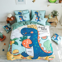 ins Wind cute cartoon cotton 4 four-piece Net Red Girl heart cotton bedding bed hat 1 8m quilt cover