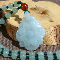 A goods jade jade pendant womens sun flower pendant flower blooming rich natural jade bead chain sweater chain men