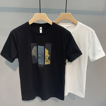 2022 summer new clothes mens Korean version of the personality printed T-shirt mens ins tide brand all-match half-sleeved T-shirt