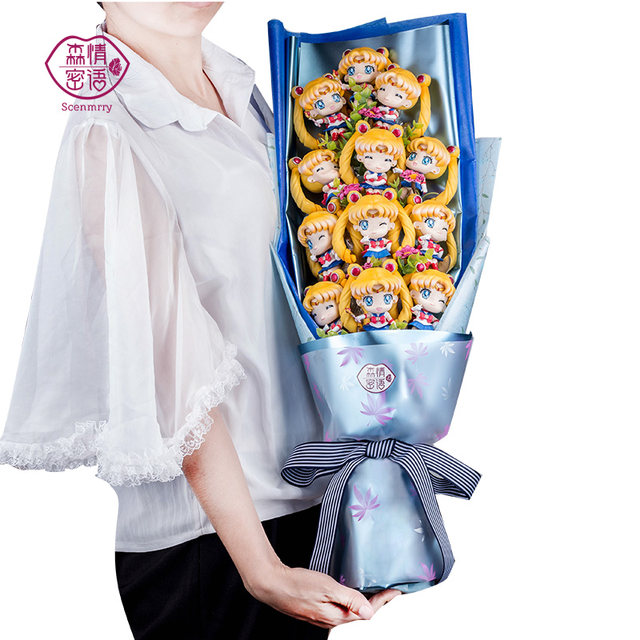 Sailor Moon Doll ຮຽນຈົບສະບູ່ດອກກຸຫລາບ Cartoon Bouquet Gift Box Creative Chinese Valentine's Day Gift