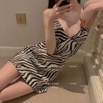 Extras Wild Pussy Hot Pussy Fire Hot Sexy Pyjamas Striped Mesh Red V Collar Harness Sleeping Dress With Chest Cushion Woman