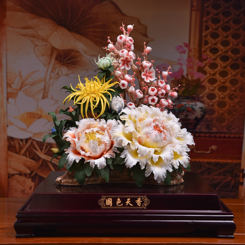 Oriental porcelain flower crafts sitting room place soil traditional ceramic hotel front desk/very beautiful ornament