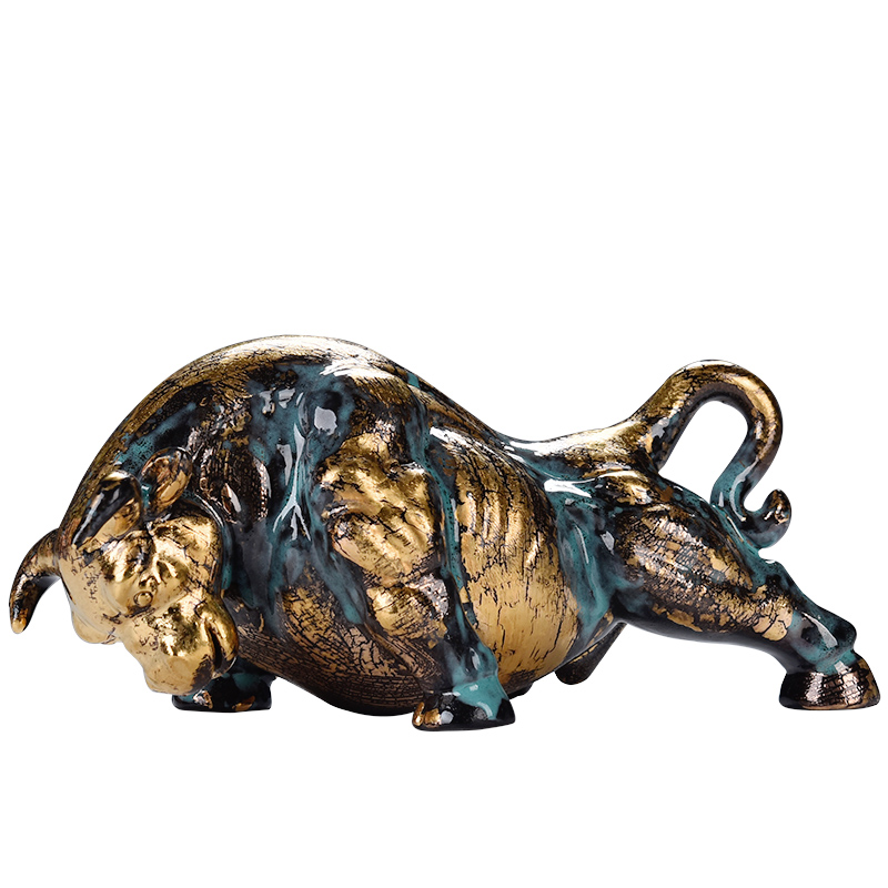 Oriental clay ceramic Wall Street bull furnishing articles in plutus ox office desktop decoration/bronze color endeavour