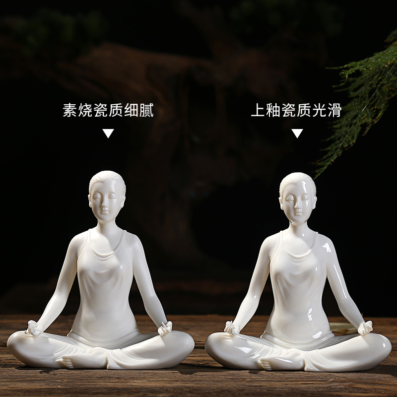Oriental furnishing articles dehua white porcelain clay ceramic yoga zen style wine sitting room decoration