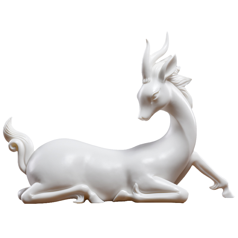 Oriental soil dehua white porcelain its art ceramic deer sitting room adornment handicraft furnishing articles/blessing