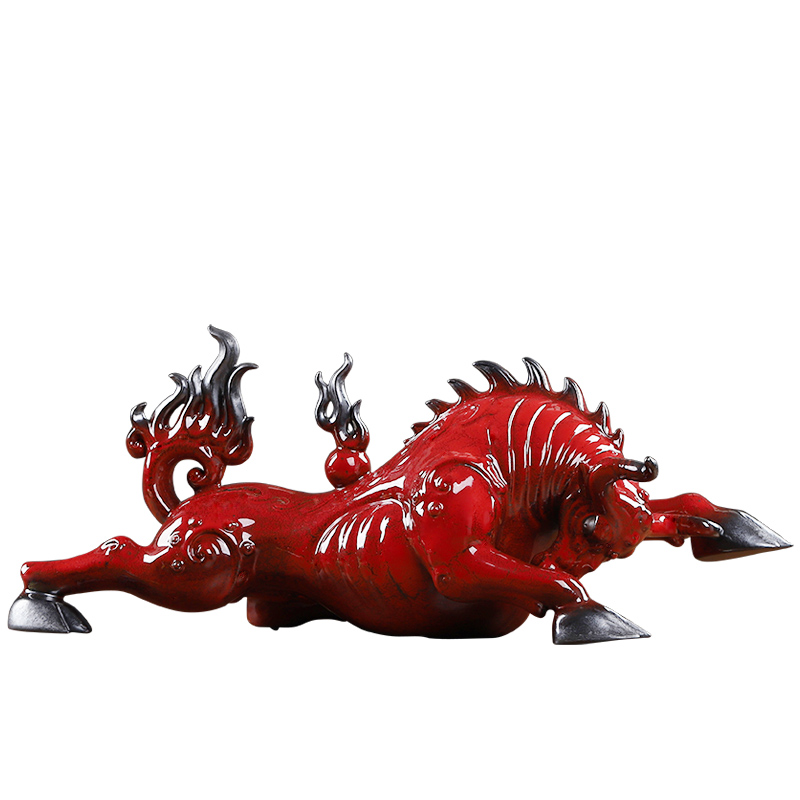 Oriental clay ceramic handicraft furnishing articles office desk desktop decoration/vulcan cows D69-43 a