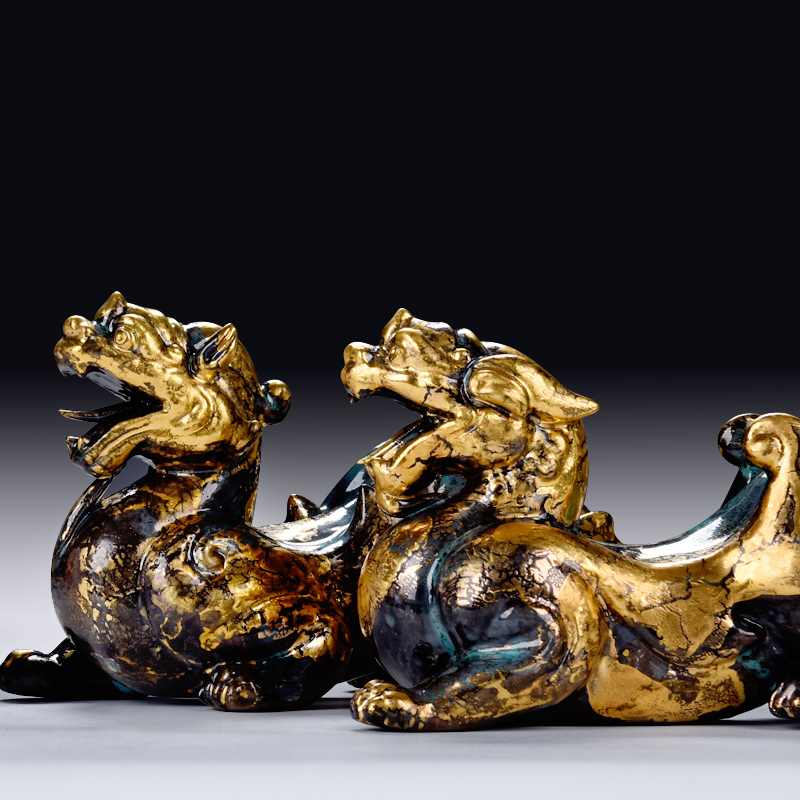 Oriental clay ceramic artisans Zhang Chang the teacher Lin, a bronze color series/day Paul of the mythical wild animal