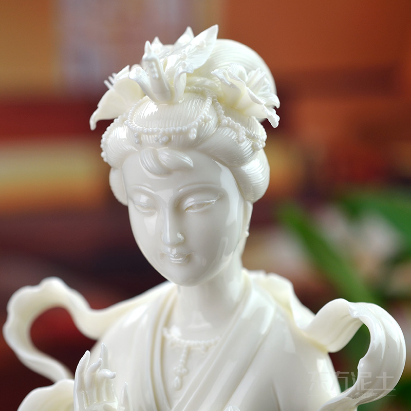 The east mud dehua white porcelain white marble its craft porcelain art collection/lotus fairy D01-048