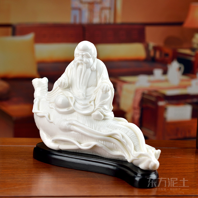 Oriental white marble earth ceramic white porcelain maitreya household birthday gift/happy life longevity D01-019 - b