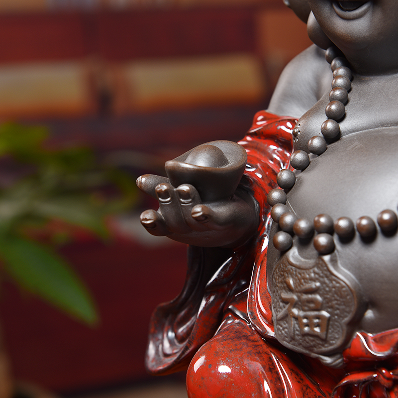 Oriental clay ceramic smiling Buddha furnishing articles of Chinese style household adornment version into gifts/everything goes well
