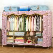 Shake sound with cloth wardrobe folding installation-free simple steel pipe thickened reinforced thickened fabric assembly full steel frame