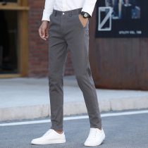 Spring and autumn mens suit pants men trousers slim trousers business casual pants straight pants dark gray summer