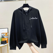 Hooded sweater womens cotton cardigan Korean loose student ins letter embroidery long sleeve Joker coat girl top