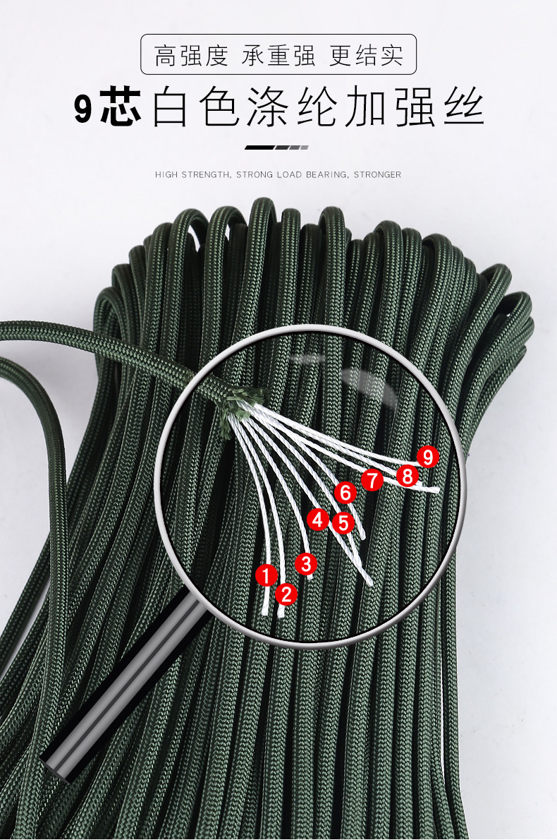 伞绳绳子伞兵绳户外求生降落伞绳安全绳跳伞绳户外伞绳线降落伞绳
