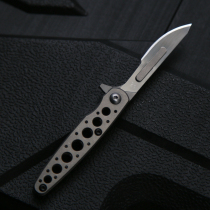 7 holes hollowed-out fin-shaped cutting paper knife fine art blade cutting box open quick piece knife EDC titanium alloy back clamp titanium handle titanium knife head