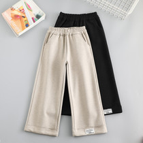 Girls wide leg pants spring and autumn velvet autumn clothes foreign style pants 2021 children straight pants casual pants Fat Baby Fat Girl