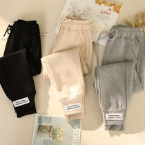 Girls casual pants plus velvet sweatpants 2021 new autumn long pants for childrens students health pants spring and autumn