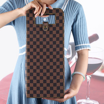 Red wine leather box packaging box double leather wine bag universal wine box red wine handbag leather Mid-Autumn Festival gift box