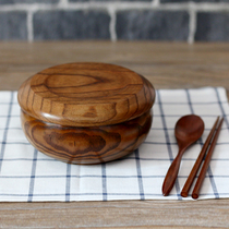 Flat bottom bowl Starry sky bowl Large instant noodles Japanese salad bowl Adult solid wood rice bowl Handmade jujube wooden bowl