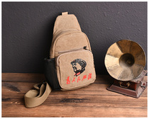 Canvas chest bag mens outdoor multi-functional leisure water Cup mineral water practical wear-resistant crossbody casual small backpack