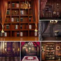 Shooting background cloth photo photo anchor live European family portrait Palace bookcase retro style photography background paper