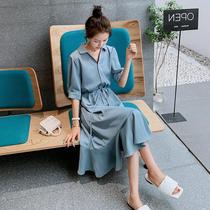 claudie pasey2022 Summer fish tail one-piece dress feminine style temperament cashew slim short sleeves Long length