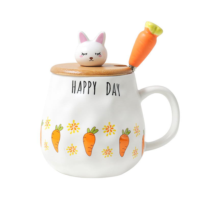 Jump to the cartoon mark cup carrots rabbit with cover teaspoons of ceramic cup express picking keller cup cup men and women students