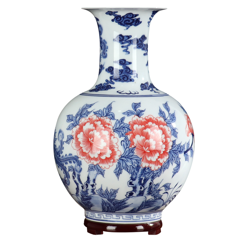 Chinese blue and white porcelain vase peony gourd landscape of archaize of jingdezhen ceramics furnishing articles sitting room adornment handicraft