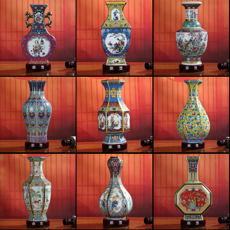 Zodiac furnishing articles sitting room of Chinese style antique vase is colored enamel up jingdezhen ceramics craft ornaments