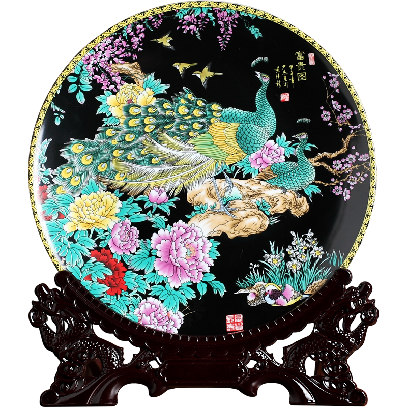 Plate wine ornaments handicrafts creative home furnishing articles of jingdezhen ceramics TV ark, rich ancient frame decoration