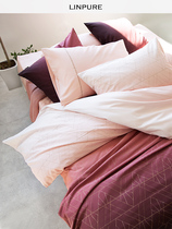 Blue Platinum four-piece cotton geometric gradient color 80 bedding spring and summer kit simple fashion colorful Morocco